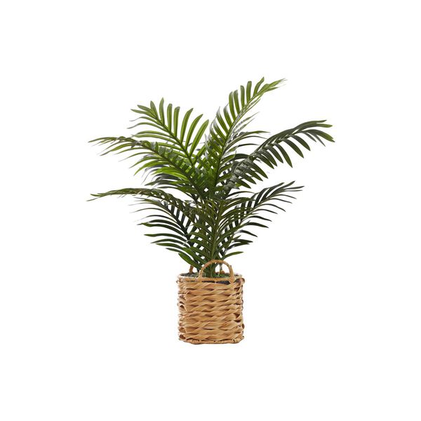 Brown Green 24-Inch Palm Indoor Faux Fake Potted Decorative Artificial Plant, image 1